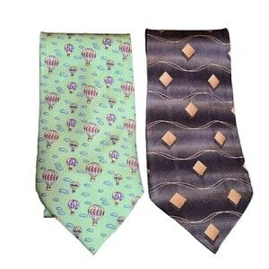 Joseph & Lyman Green Hot Air Ballon Silk Tie and Signorcelli Brown Pattern Tie